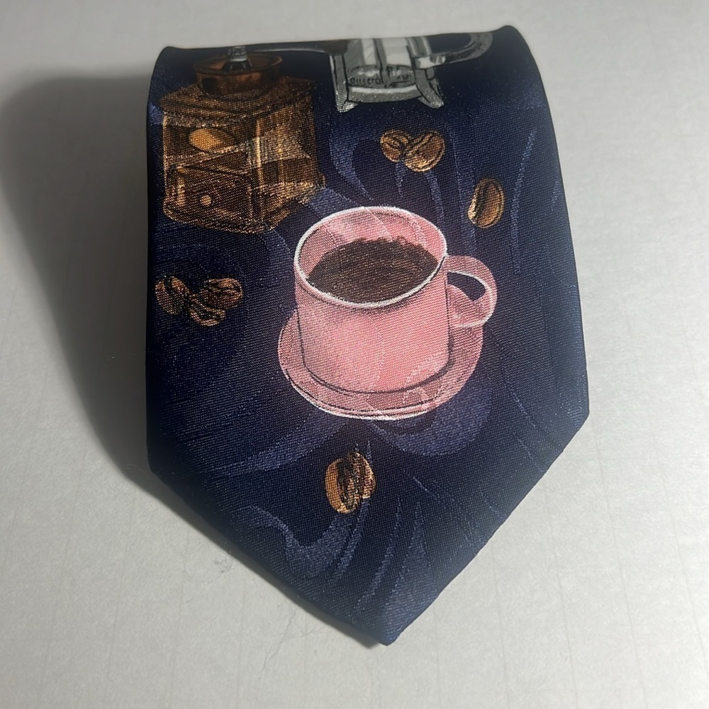 👔A. Rogers blue tie coffee lovers design